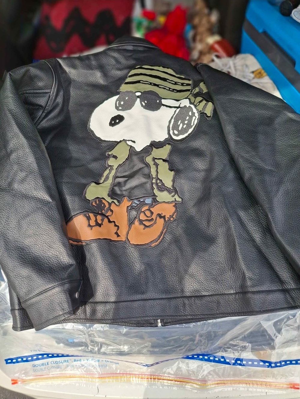 Butter Black Faux Leather Snoopy Deadstock  Jacket